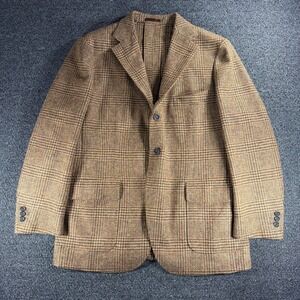 Proper Cloth 50R Slim Brown Red Plaid Shetland Tweed Lanificio di Pray Italy